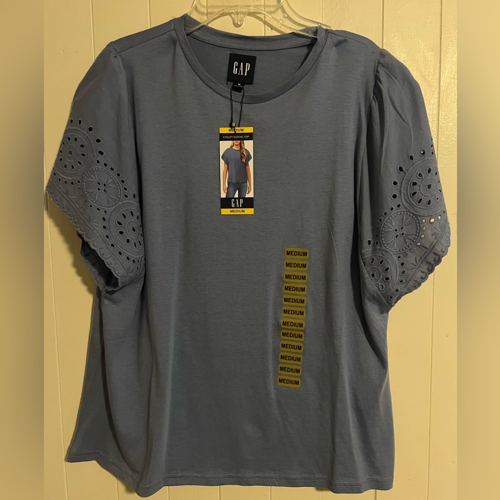 NWT Blue Eyelet sleeved GAP shirt